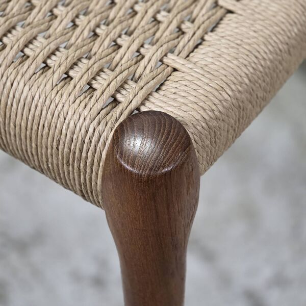 Chaise de salle à manger Niels Møller modèle 83 en teck avec nouvelle corde à papier