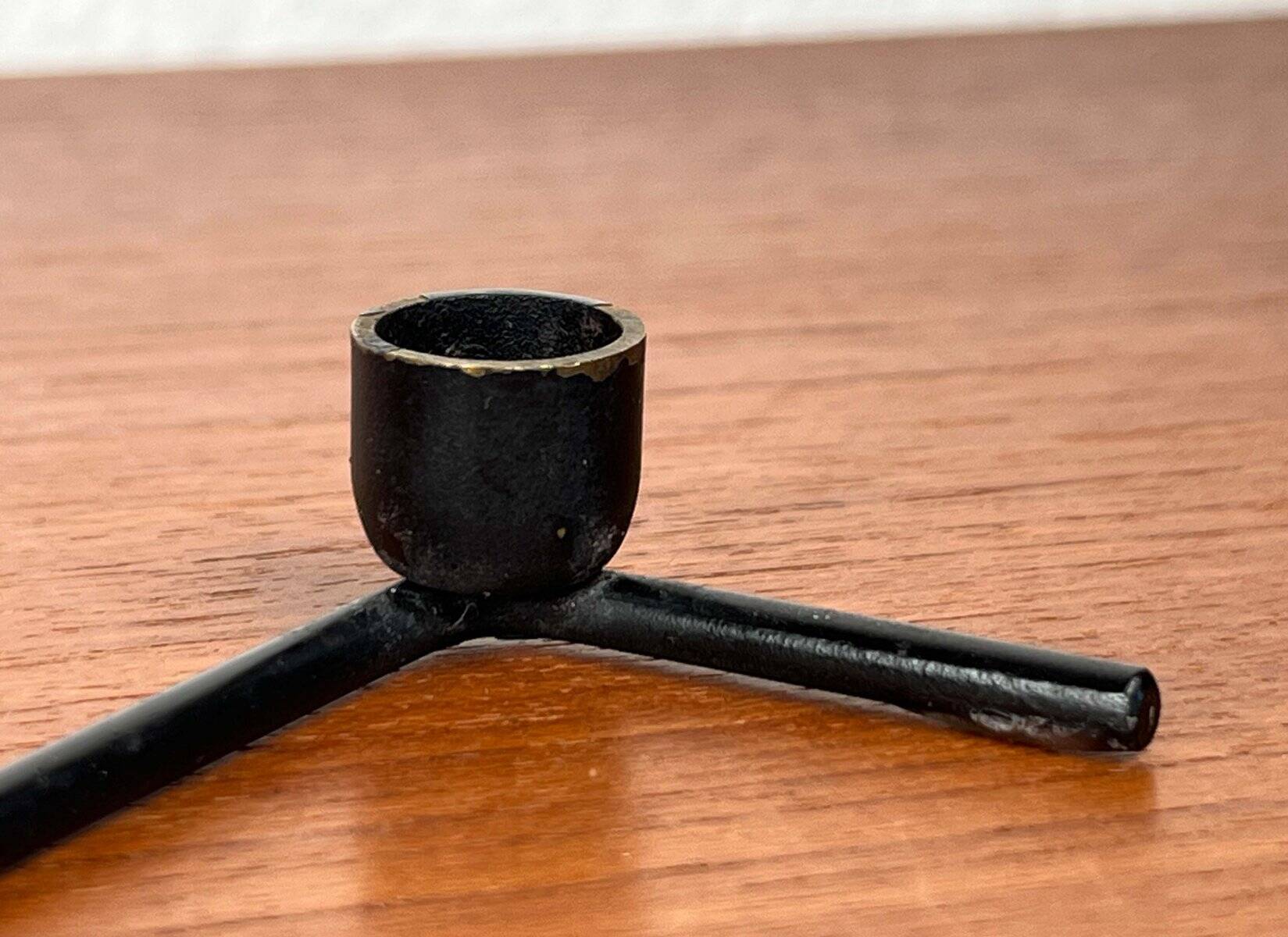 Mid-century Danish minimalist metal candlestick from the 1960s.