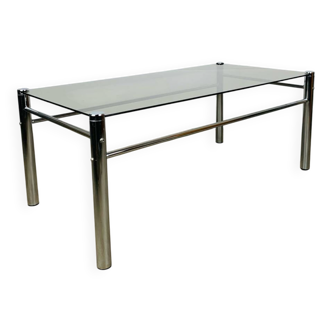 Chrome and smoked glass coffee table, 1970s