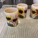 Set of 4 vintage 1970s flower stoneware mugs