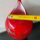 Vase Murano vintage rouge avec paillettes d or