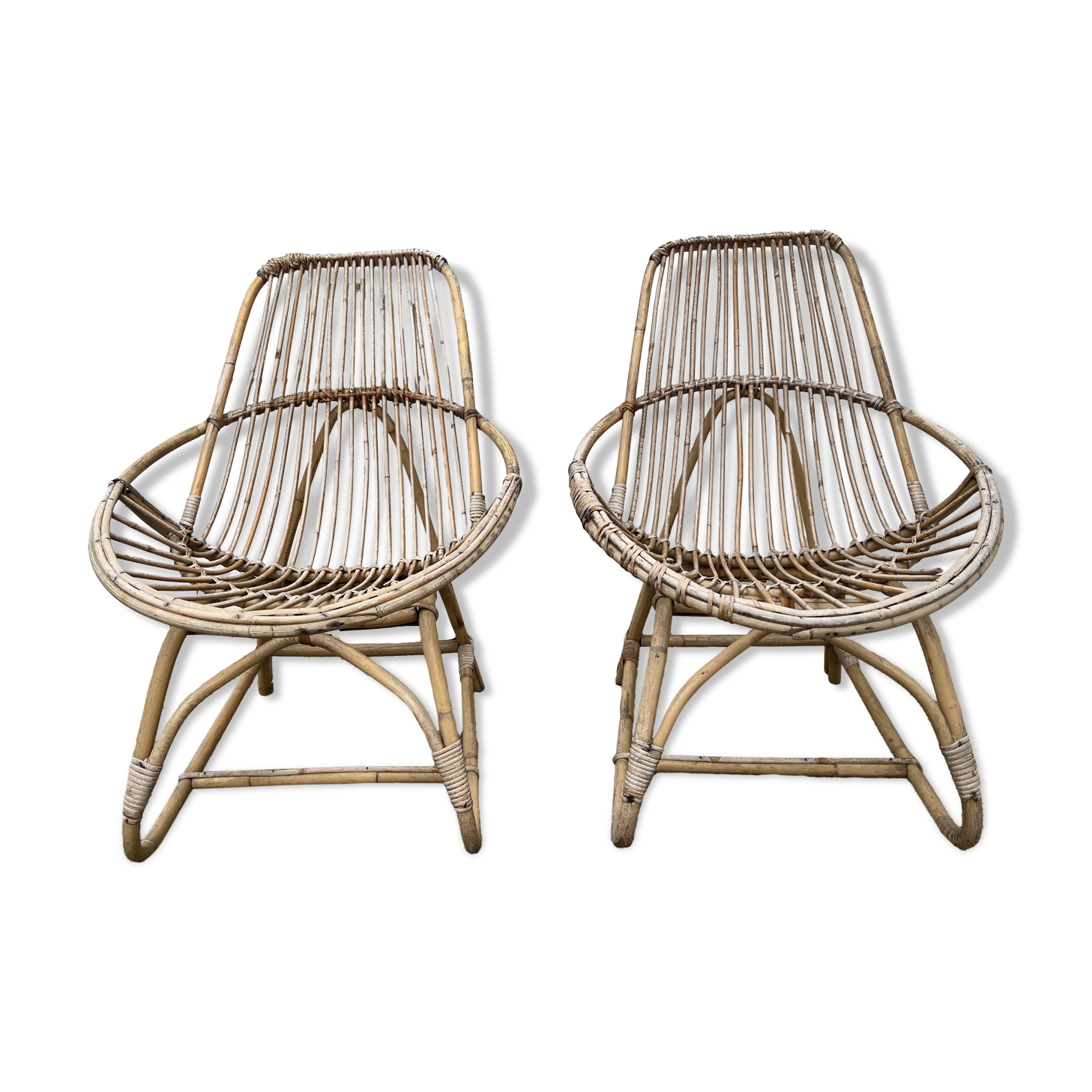 Bamboo rattan armchair
