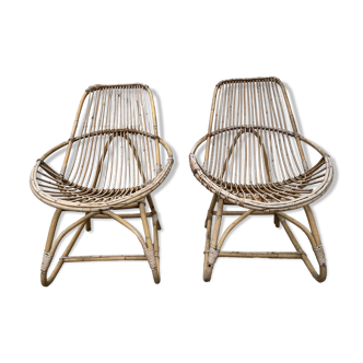 Bamboo rattan armchair
