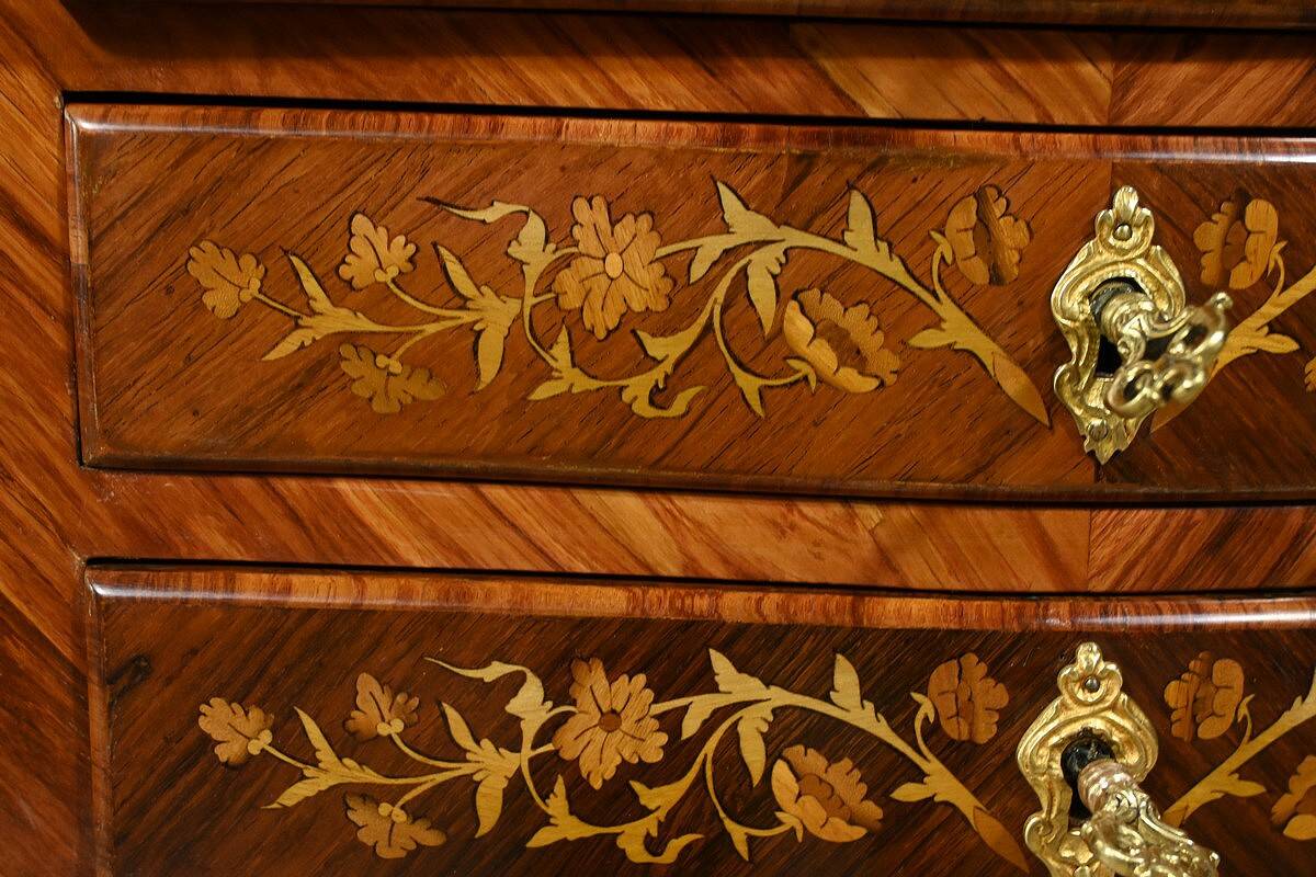 Bedside table in rosewood and palisander, Louis XV style – Late 19th century