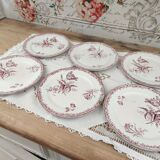 Set of 6 dessert plates from the early 20th century, Sarreguemines, Fontanges model