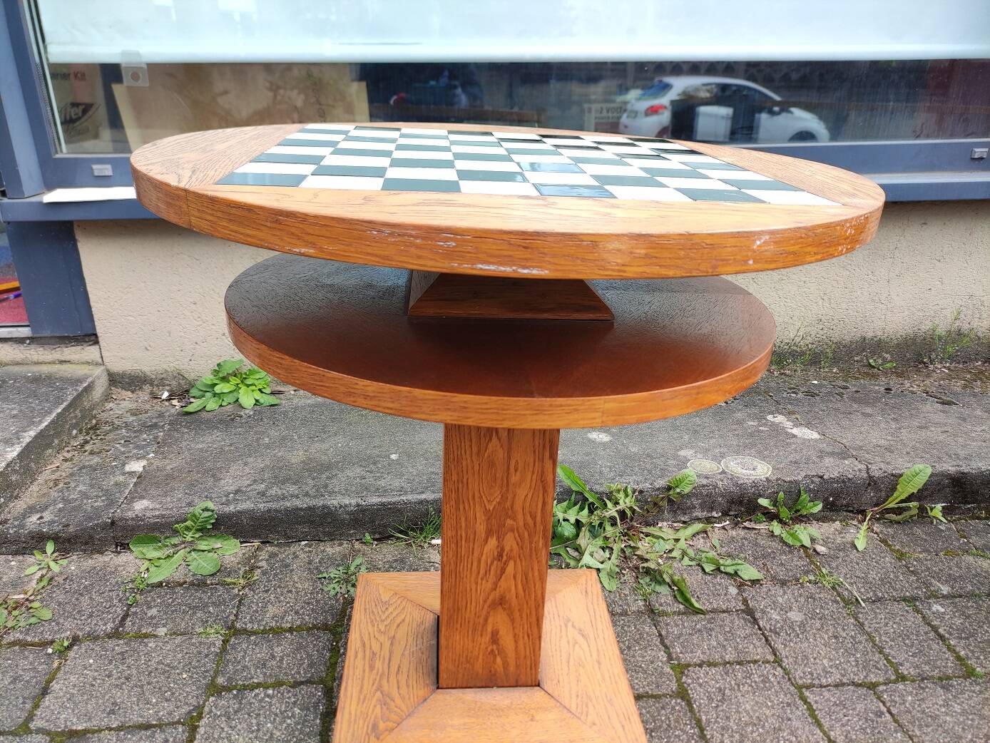 Round Chess Table - Wood - Earthenware - tiles