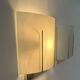 Pair of vintage wall lights, gilded brass and sandblasted glass, Italy 1970