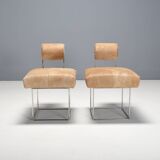 Paire de chaises d'appoint postmodernes en peau de vache par Fritz Brückner, Allemagne 1980
