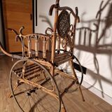 Drag chair curved wood and wicker XIXth