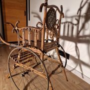 Chaise à traîner bois courbé et osier XIXème