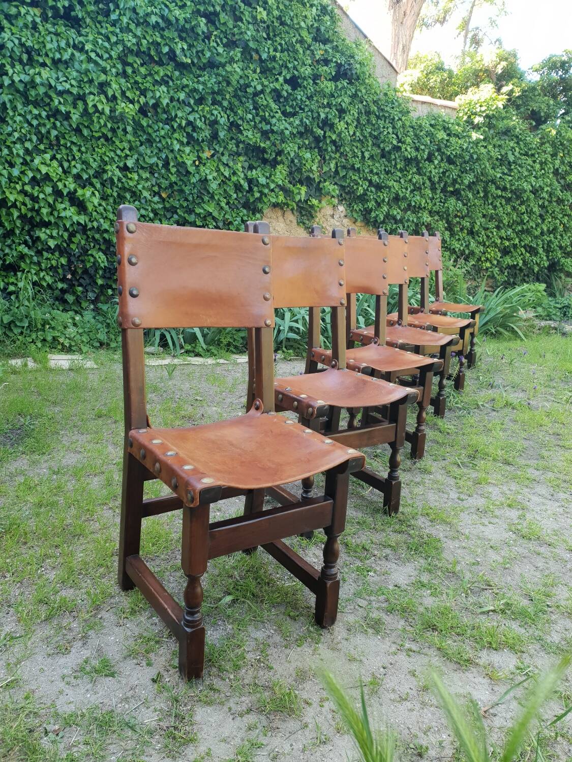 Series of 6 leather chairs 1970