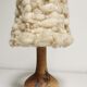 Bedside lamp and its vintage lampshade, Ceramic decoration Herbarium