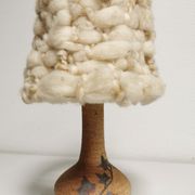 Bedside lamp and its vintage lampshade, Ceramic decoration Herbarium