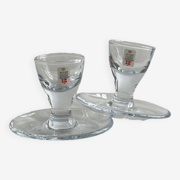 2 thick glass egg cups.