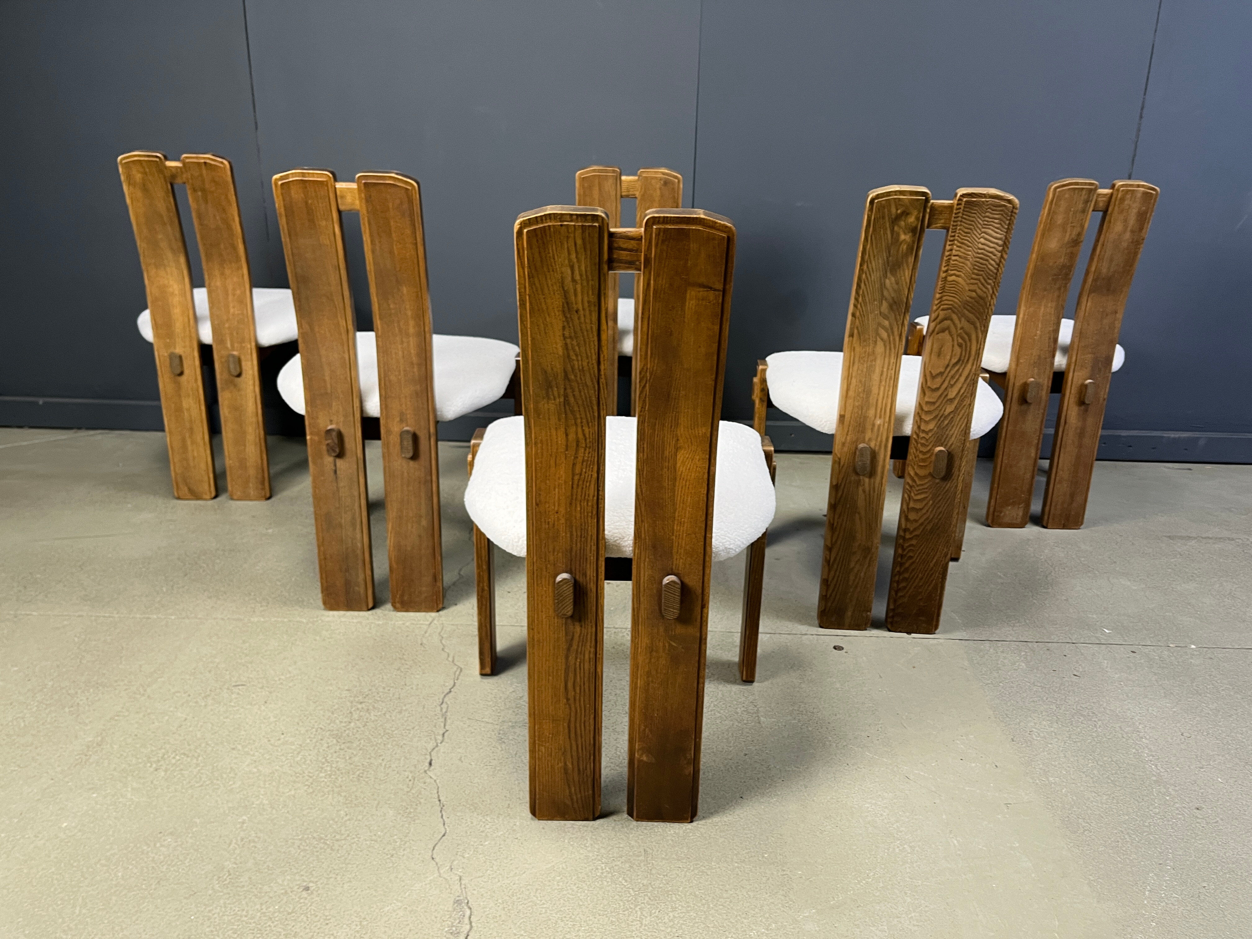Set of 6 brutalist dining chairs, 1960s