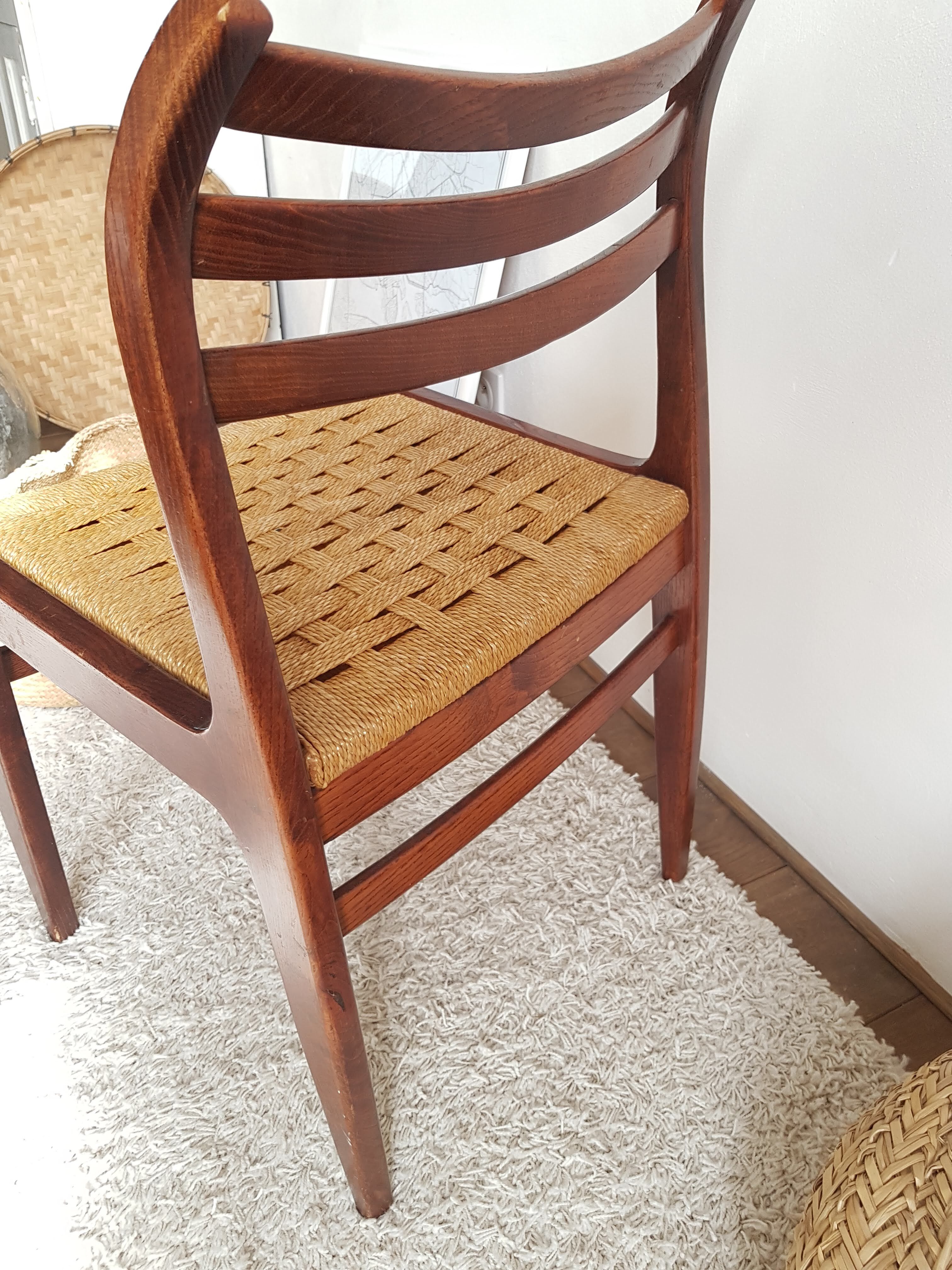Pair of Scandinavian chairs in braided rope-circa 1960