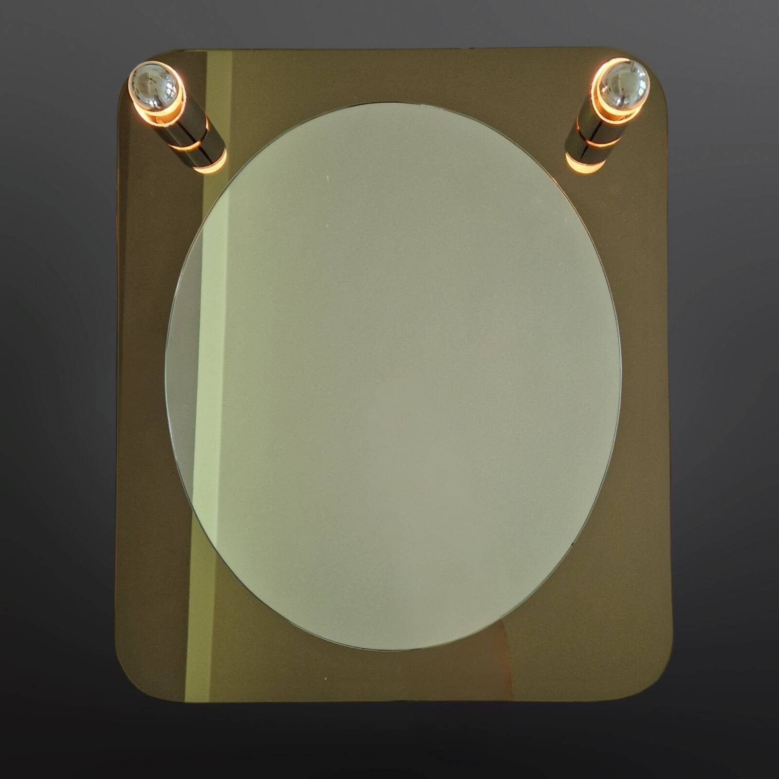 Design wall mirror with lamps, Italy 1970s