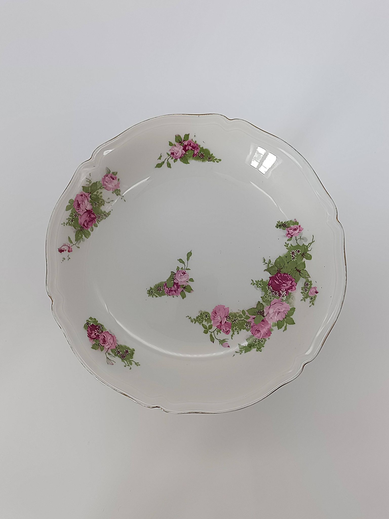 Footed Cup Servant in Limoges Porcelain Floral Decoration Gold Gilding
