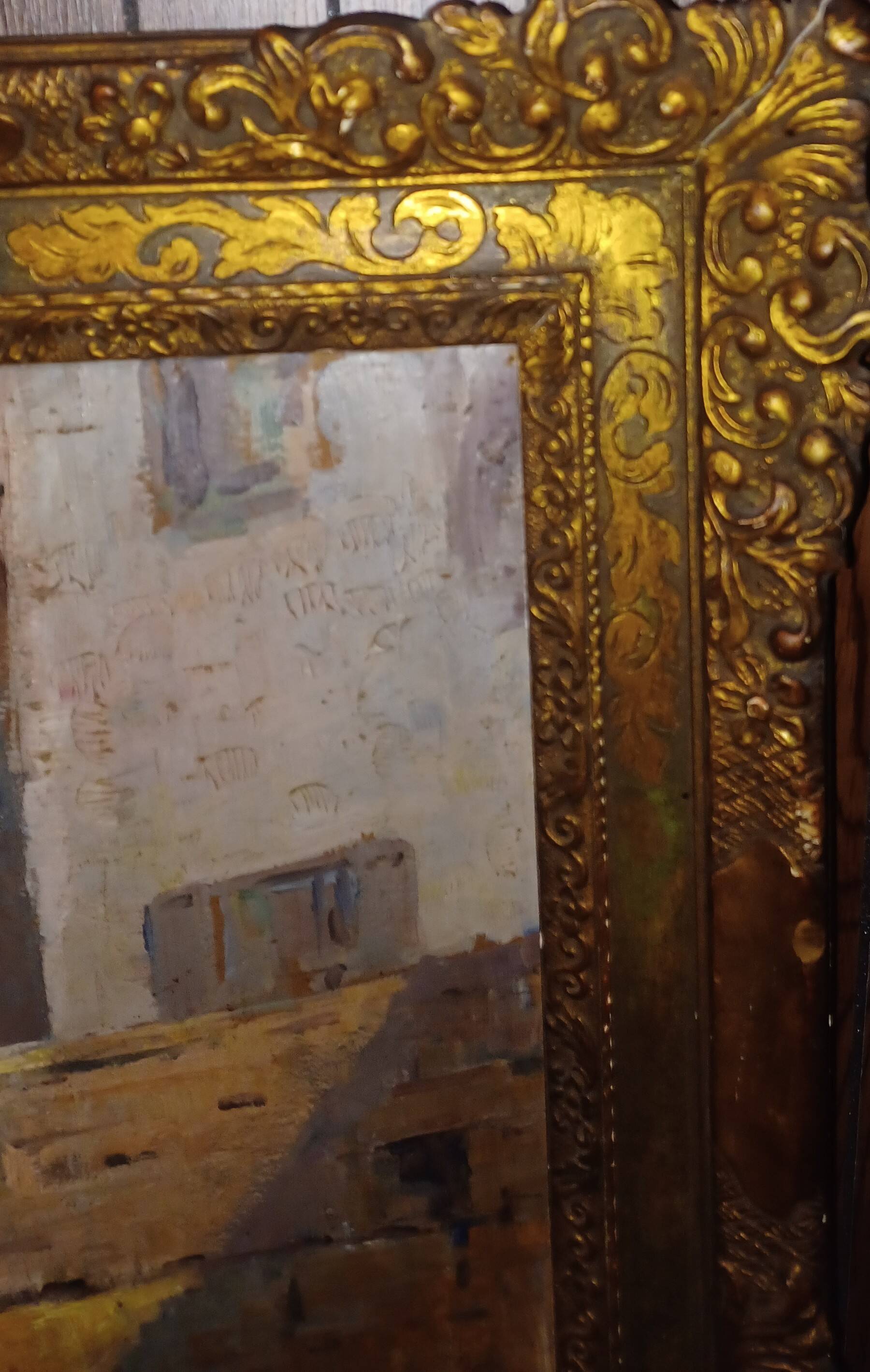 Vintage French art painting by Paul Emile Lecomte - oil on panel