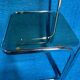 Vintage 1970s coffee table square chrome base u-shaped oval profile