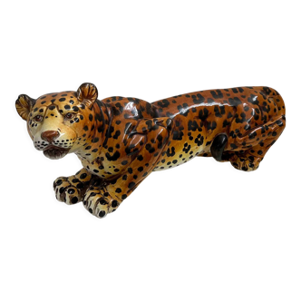 Italian handpainted leopard in ceramic, 1950s