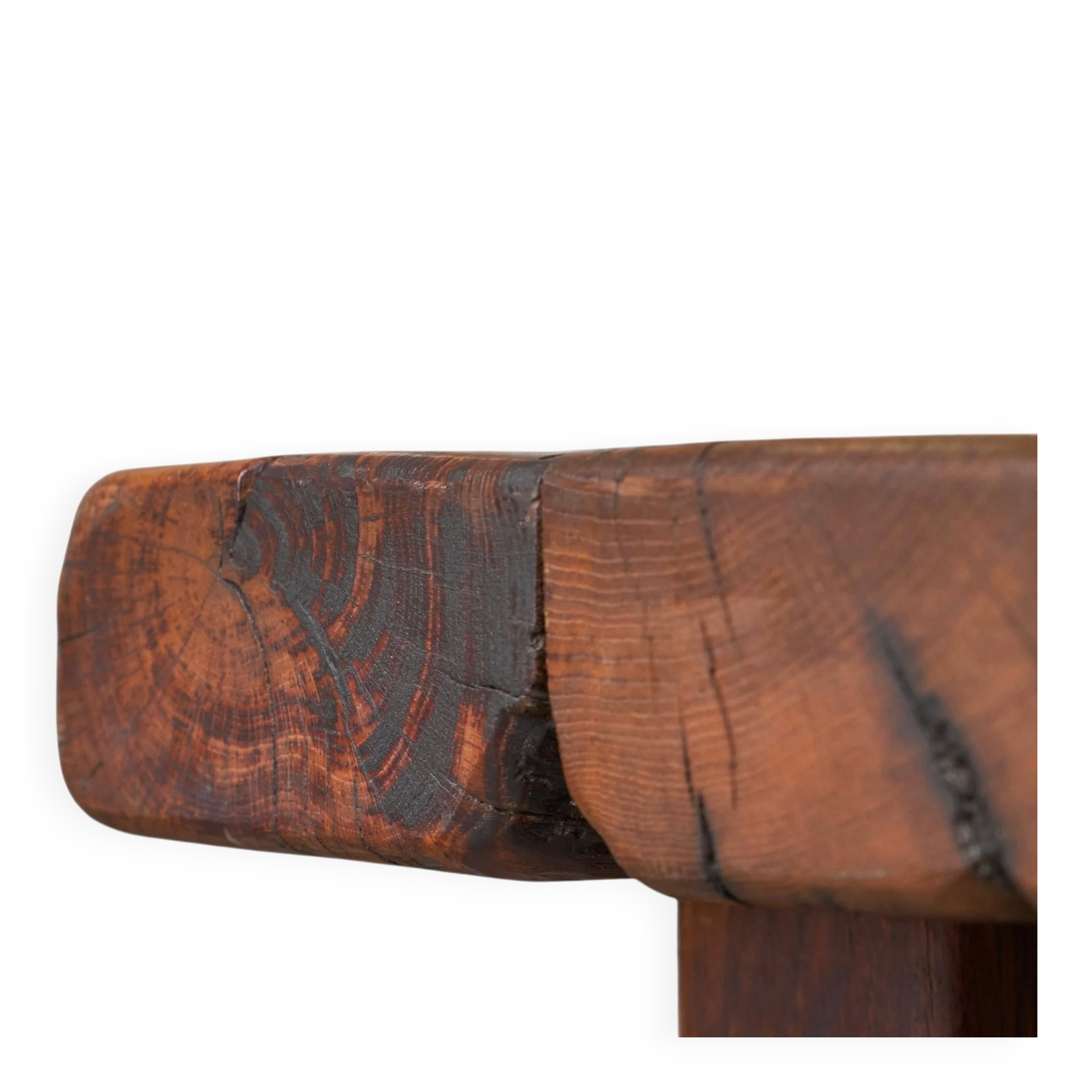 Brutalist coffee table in solid oak - 1920s