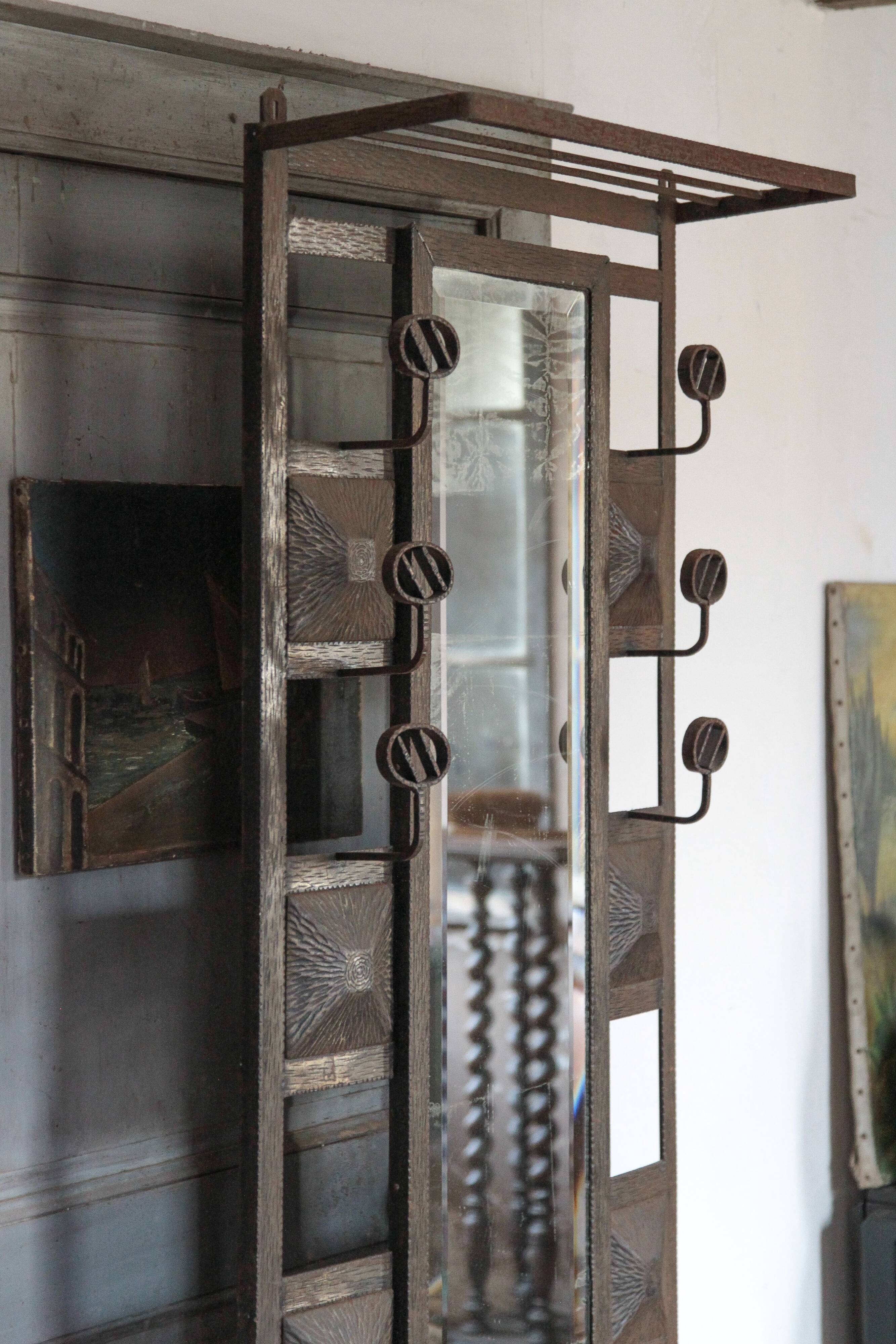 Art deco coat rack, wrought iron coat rack, cloakroom