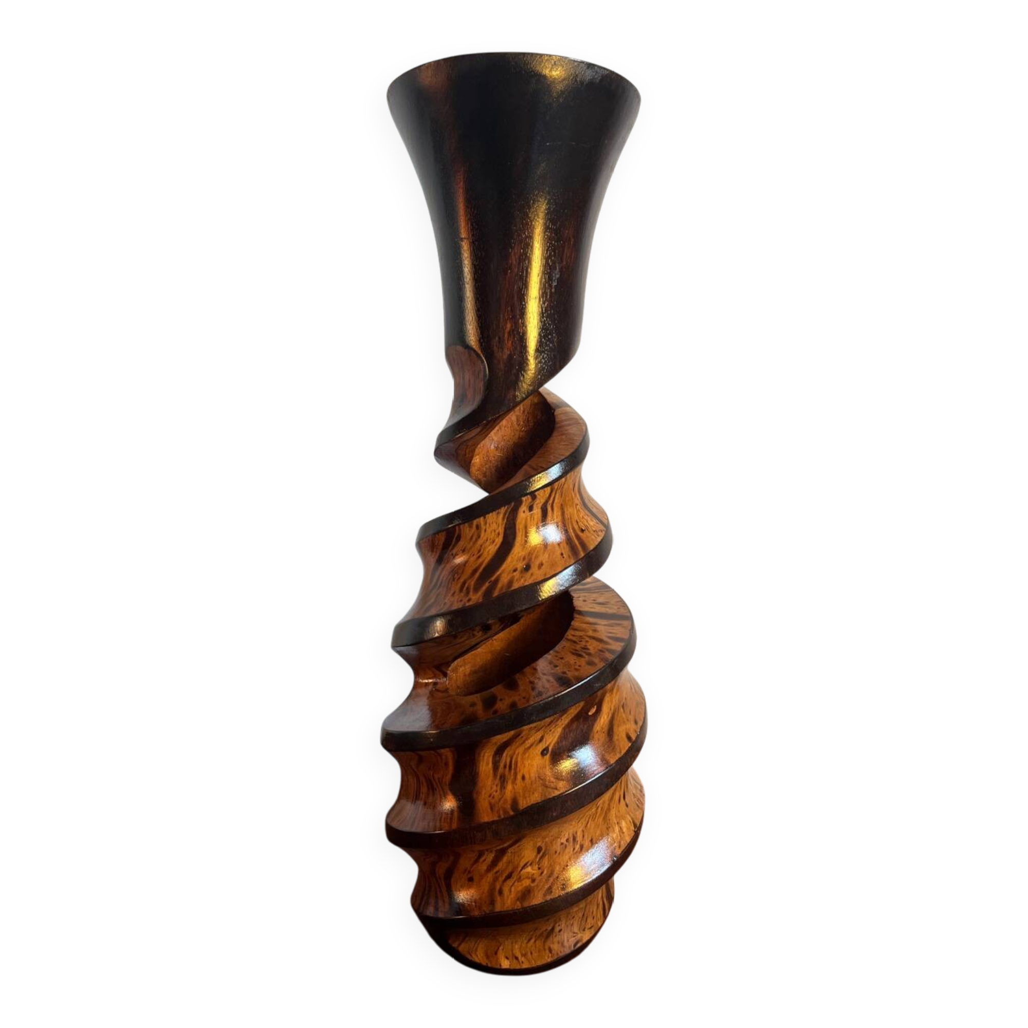Carved mango wood vase