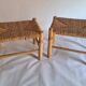 Set of 2 wood and straw stools