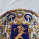 Magnificent antique French earthenware plate with shields signed Keller