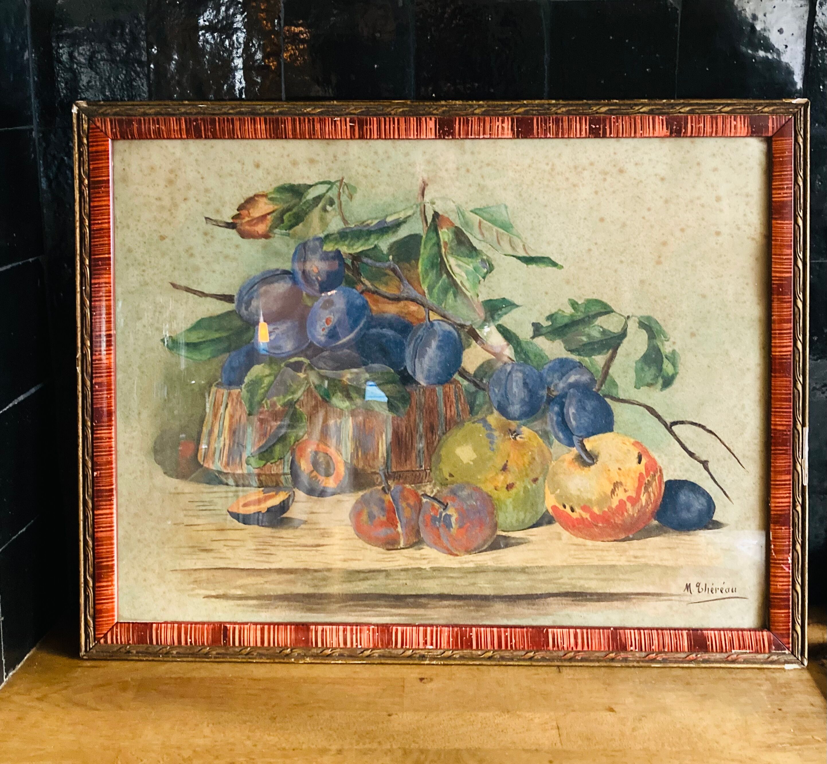 Watercolor still life fruits