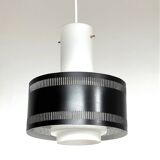 Scandinavian opaline and lacquered metal pendant light from the 50s.