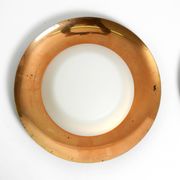 Pair of Mid Century wall or ceiling lamps made of glass with copper-plated
