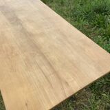 Large beech bistro coffee table and cast iron base French Paris