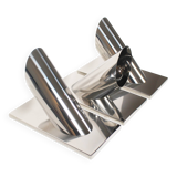 Set of three large sculptural vintage chrome metal wall lights