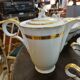 UM Limoges table service, Art Deco gold thread porcelain 80 pieces