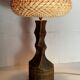 Large brutalist table lamp with rattan shade, Dutch ca 1960s ( 76 cm )