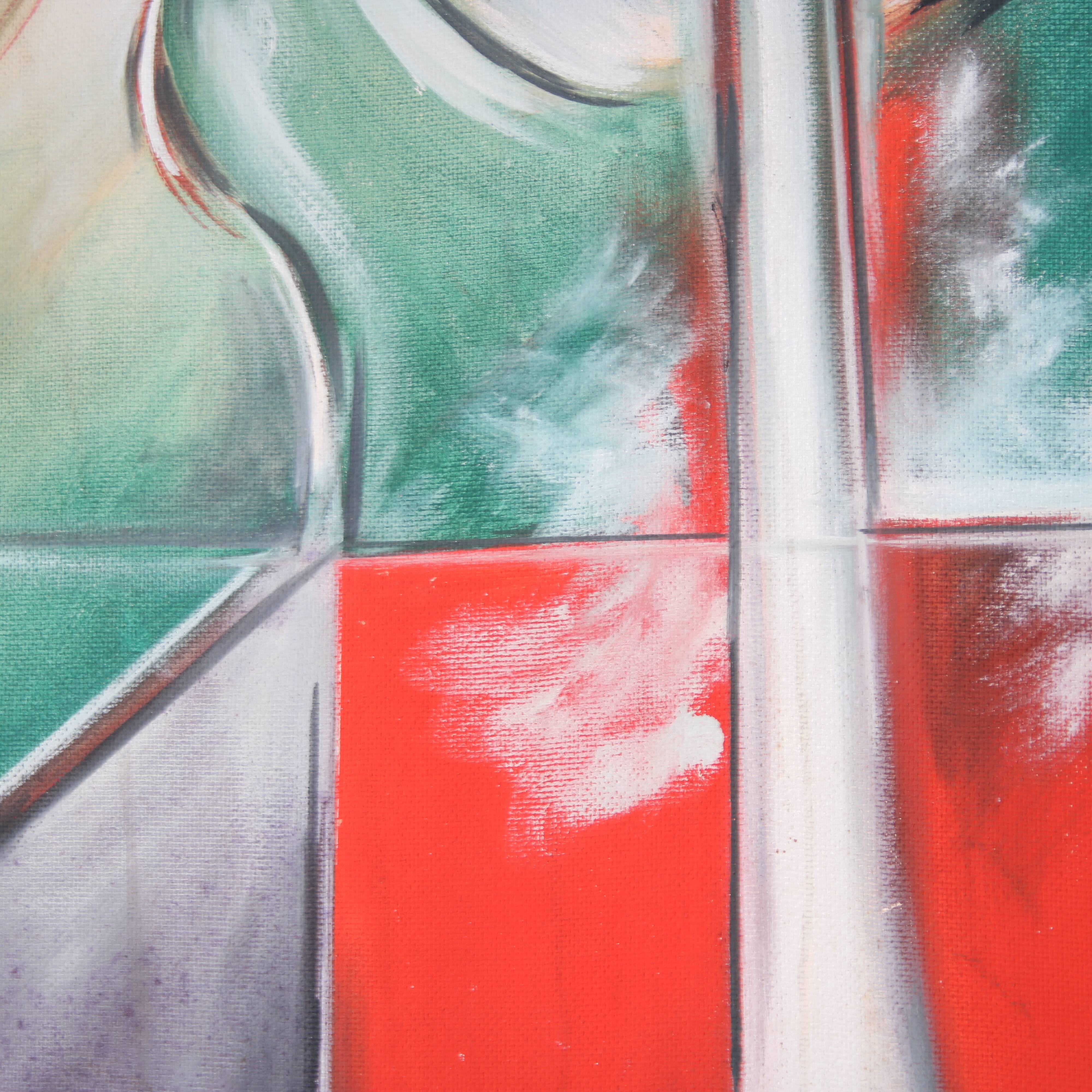 1968 Large painting “Lineaire Versneller” by Jan Withofs, Belgium