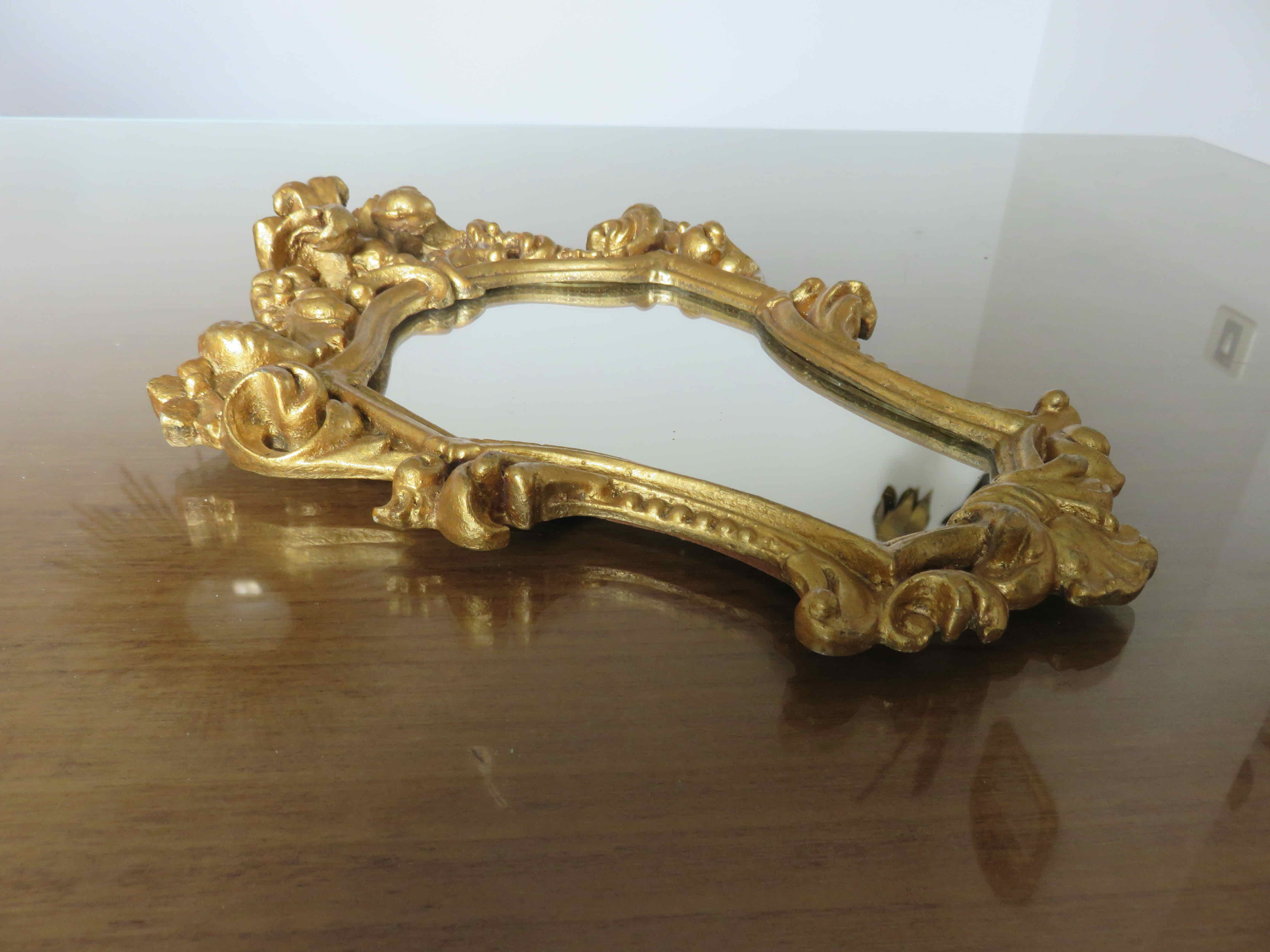 Baroque style mirror in gilded resin 60s 70s