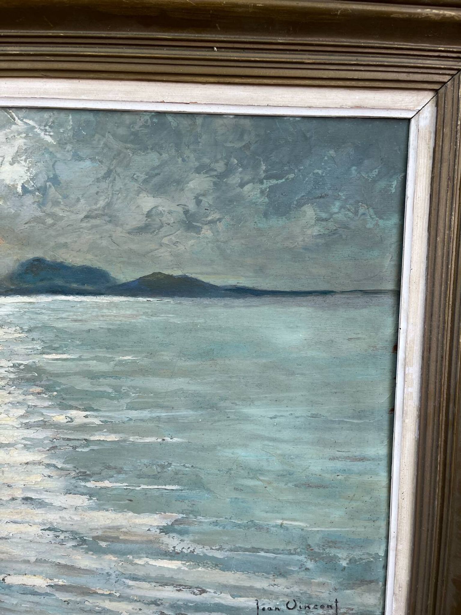 Large painting of the Mediterranean seaside in Toulon, signed Jean Vincent