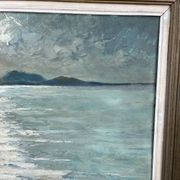 Large painting of the Mediterranean seaside in Toulon, signed Jean Vincent