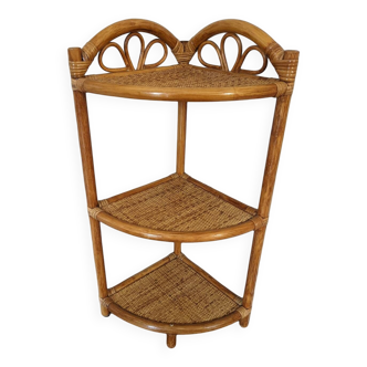 Rattan corner shelf to stand