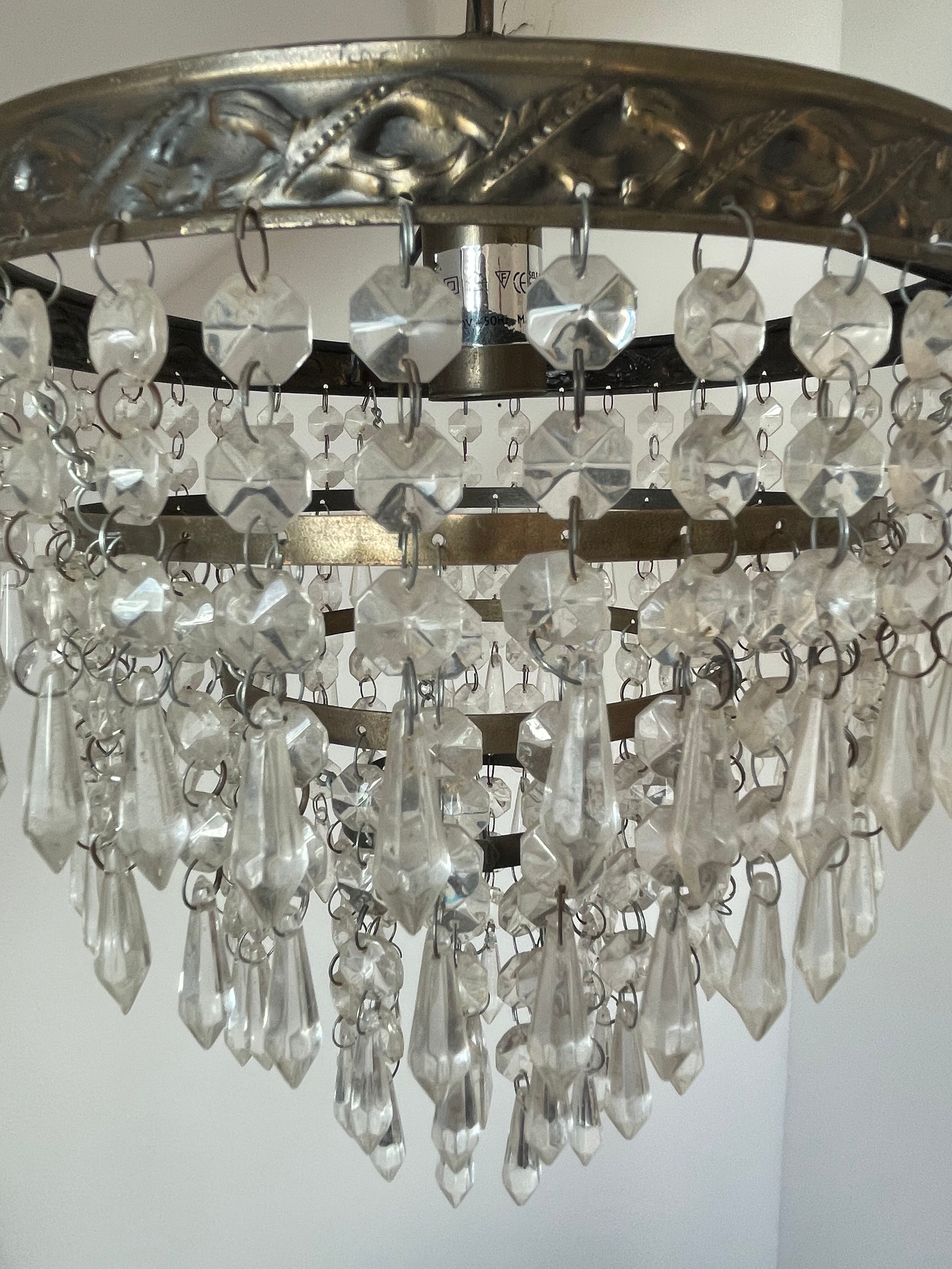 Old ceiling lamp, vintage tassel chandelier