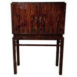 Tall Art Deco Cabinet in Macassar Veneer and Mahogany, France, 1930s