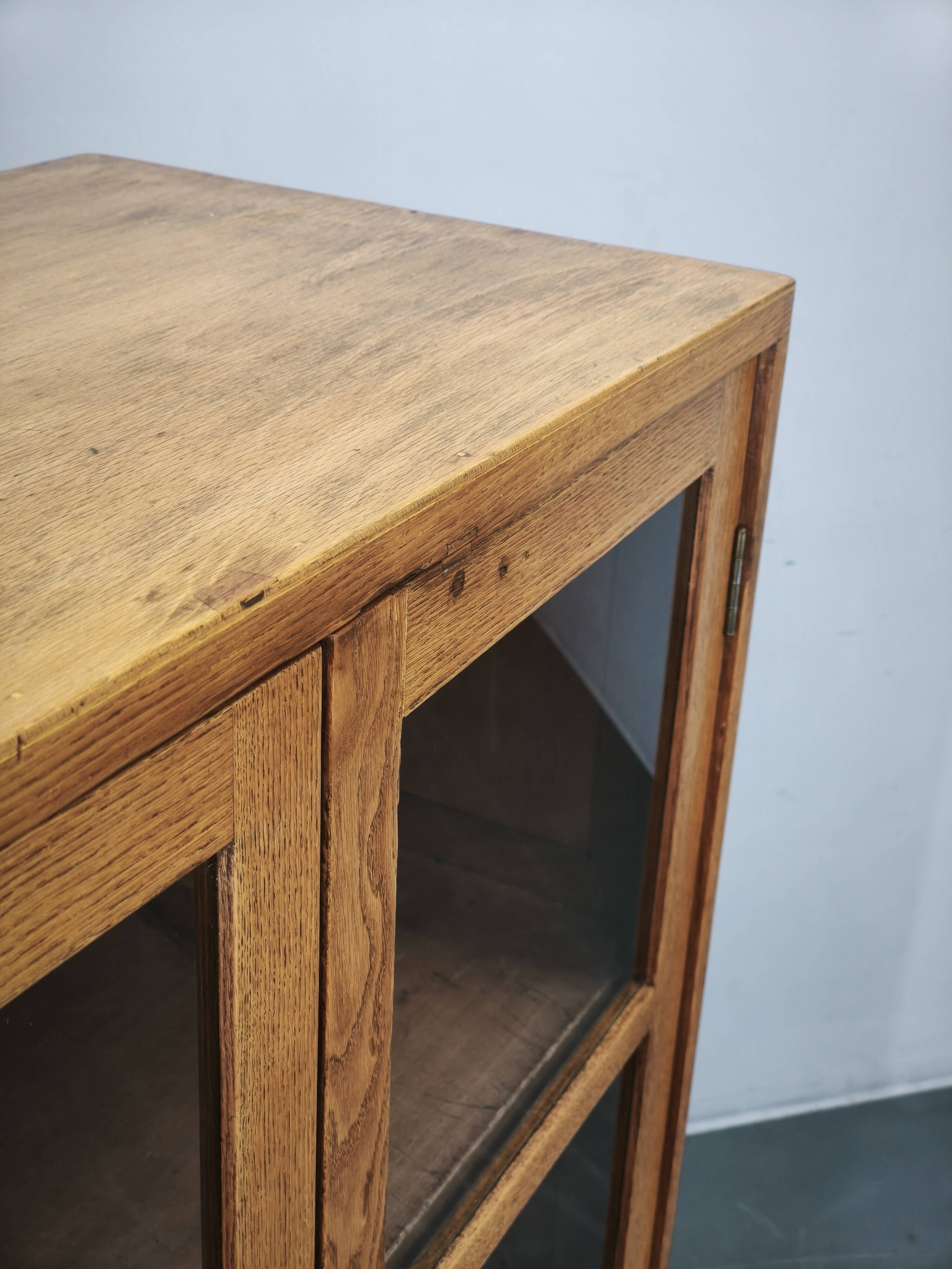 1930s Czech Oak Glass Bookcase from a Baťa Factory