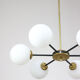 Mid-century sputnik brass and opaline glass chandelier