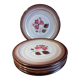 5 assiettes à dessert grès brun marron et rose, Niderviller modèle Sandra, vintage