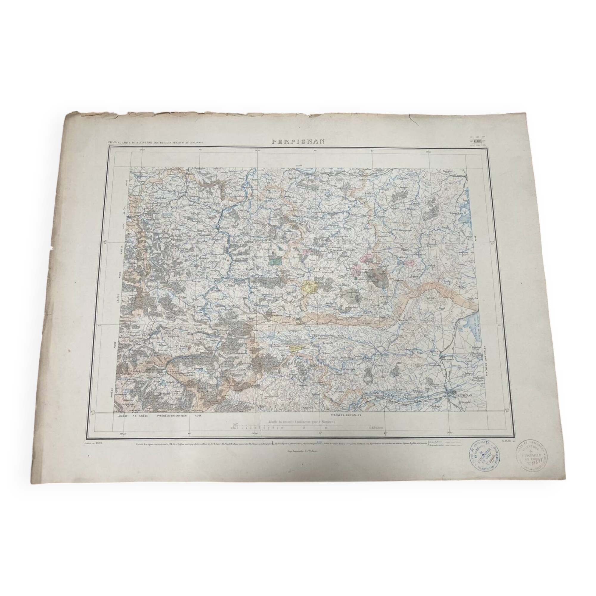 Ancienne carte de Perpignan Ponts et chaussées