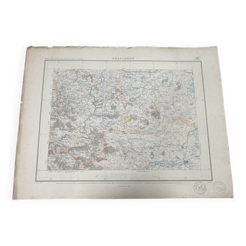 Old map of Perpignan Bridges and roads