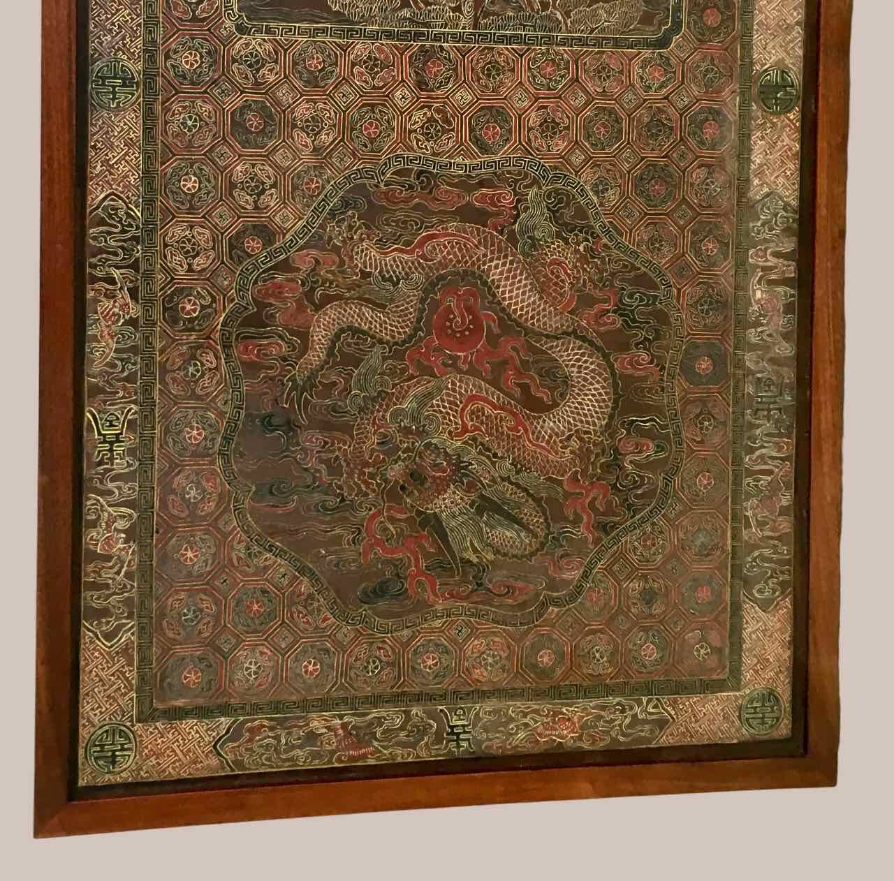 Chinese coffee table 1950 teak and painted parchment